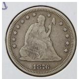 1876 Seated Liberty Silver Quarter
