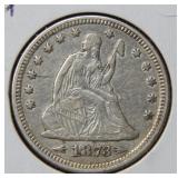 1873 Seated Liberty Silver Quarter with arrows