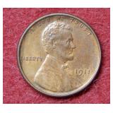 1911 S Lincoln Wheat Cent - Red & Brown