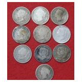 (10) Canada 1800s Silver 5 Cent Coins