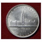 1939 Canada Silver Dollar Coin
