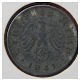 1941 Germany Rechs Pfennig with Swastika