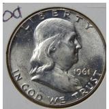 1961 Franklin Silver Half Dollar Coin