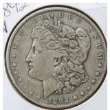 1892 Morgan Silver Dollar