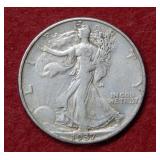 1937 D Walking Liberty Silver Half Dollar
