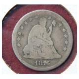 1876 Seated Liberty Silver Half Dollar