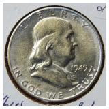 1949 S Franklin Silver Half Dollar Coin