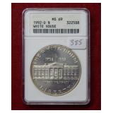 1992 D White House Silver Comm Dollar ANACS MS69