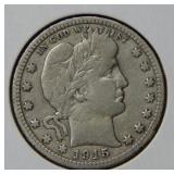 1915 D Barber Silver Quarter