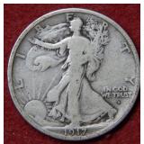 1917 D OBV Walking Liberty Silver Half