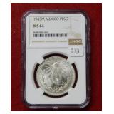 1943M Mexico Silver Peso NGC MS64