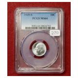 1949 S Roosevelt Silver Dime PCGS MS64