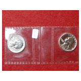 (2) 1957 Proof Silver Washington Quarters - Sealed