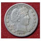 1915 S Barber Silver Quarter