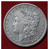 1892 S Morgan Silver Dollar Coin - lightly cleaned