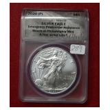 2020(P) Silver Eagle 1oz ANACS MS70