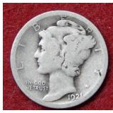 1921 D Mercury Silver Dime