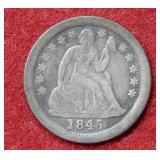 1845 O Seated Liberty Silver Dime