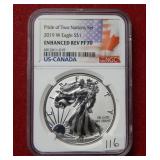 2019 W Silver Eagle NGC Enhanced REV PF 70