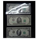 1976 $2 1985 $5 1985 $10 Crisp Fed Res Notes
