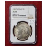 1921 Morgan Silver Dollar NGC MS63