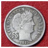 1913 Barber Silver Dime