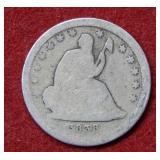 1838 Seated Liberty Silver Quarter - First Year