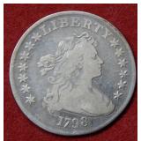 1798 Bust Silver Dollar Coin - Rare