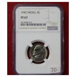 1942 Jefferson Nickel NGC PF67