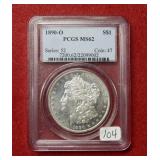 1890 O Morgan Silver Dollar PCGS MS62