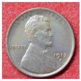 1913 D Lincoln Wheat Cent - brown