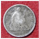 1867 S Seated Liberty Silver Half Dime