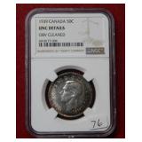 1939 Canada Silver Half NGC UNC Details