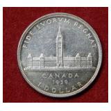 1939 Canada Silver Dollar Coin