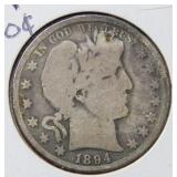 1894 O Barber Silver Half Dollar Coin