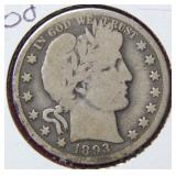 1893 O Barber Silver Half Dollar