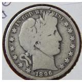1896 O Barber Silver Half Dollar
