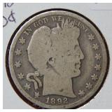 1892 Barber Silver Half