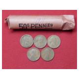 Roll of 1911 Lincoln Wheat Cents