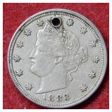 1883 Liberty Head Nickel with Cents/Holed