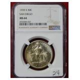 1935 S San Diego Silver Comm Half NGC MS64