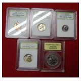 Lot of 5 Coins - 1974 Cent - 1964 Nickel -2006 Qtr