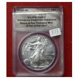 2020 (S) Silver Eagle 1oz ANACS MS70