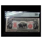 1901 $10 Bison Note FR#122 PMG 30