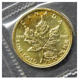 1999 Canada Maple Leaf $5 Gold Coin 1/10oz