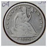 1854 Seated Liberty Silver Half with Arrows