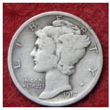 1917 S Mercury Silver Dime