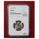 1943 D Jefferson Nickel NGC MS66