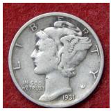 1931 S Mercury Silver Dime