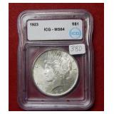 1923 Peace Silver Dollar ICG MS64